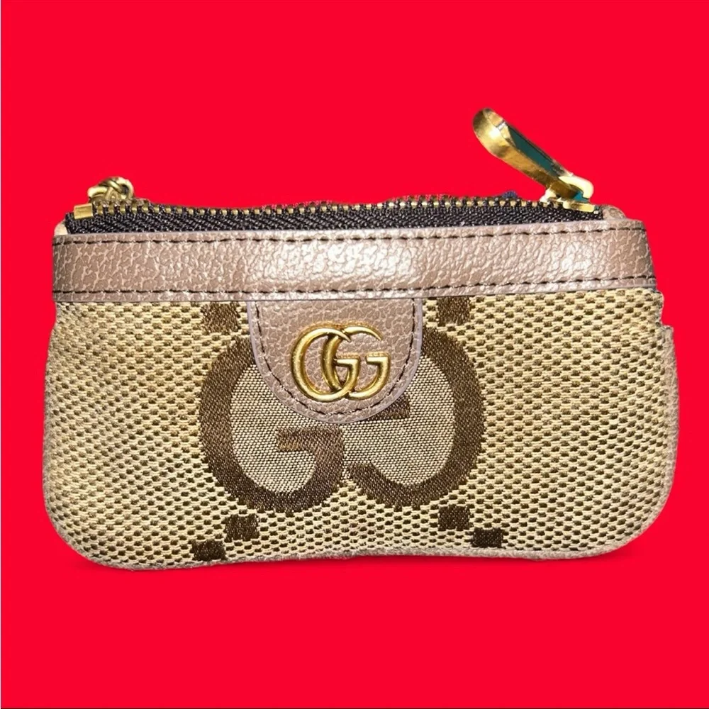 Gucci Jumbo GG Coin Case Wallet Brown without Keyring W12×H7.5cm 671722 Italy - Picture 2 of 4